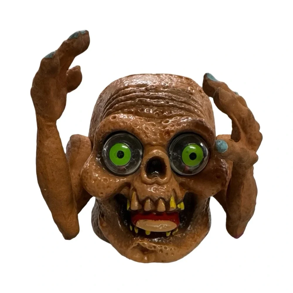Vintage 1994 Spearhead Ind Halloween Animated Skull Green Eyes Prop Decor reto